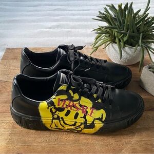 VERSACE Men's Greca Sneakers with Painted Medusa Smiley Face